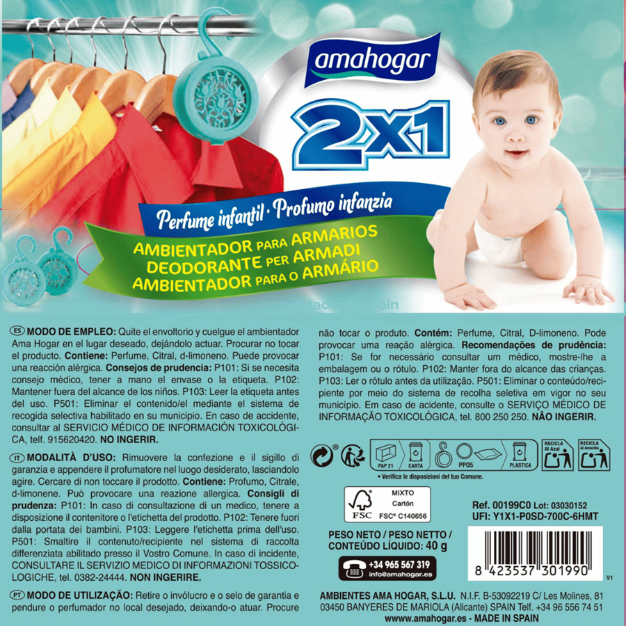 AMAHOGAR AMBIENTADOR 2X1 PERFUME INFANTIL