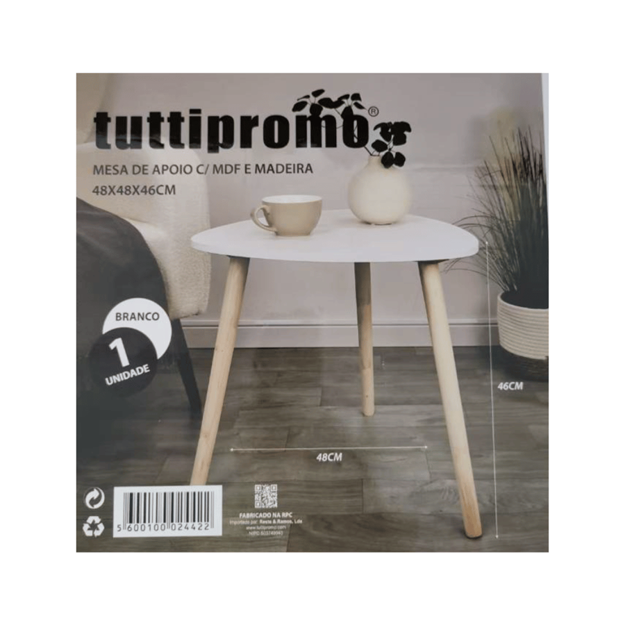 MESA APOIO C/TPO BRANCO 48X48X46CM
