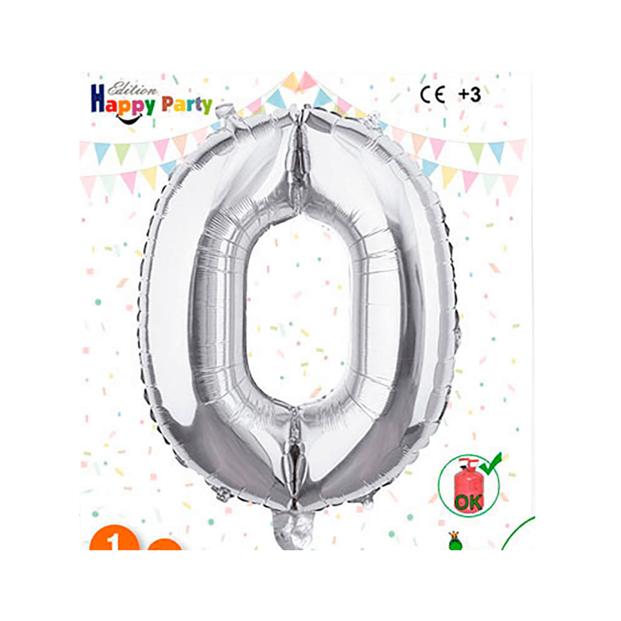 BALÃO NÚMERO 0 PRATA 1M
