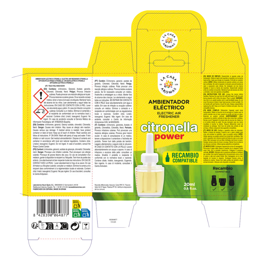CASA AROMAS RECARGA AMB. ELECT. CITRONELA