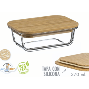 RECIPIENTE VIDRO C/TPA BAMBU 370ML