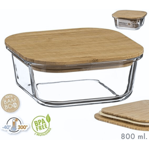 RECIPIENTE VID. QUAD. C/TPA BAMBU 800ML