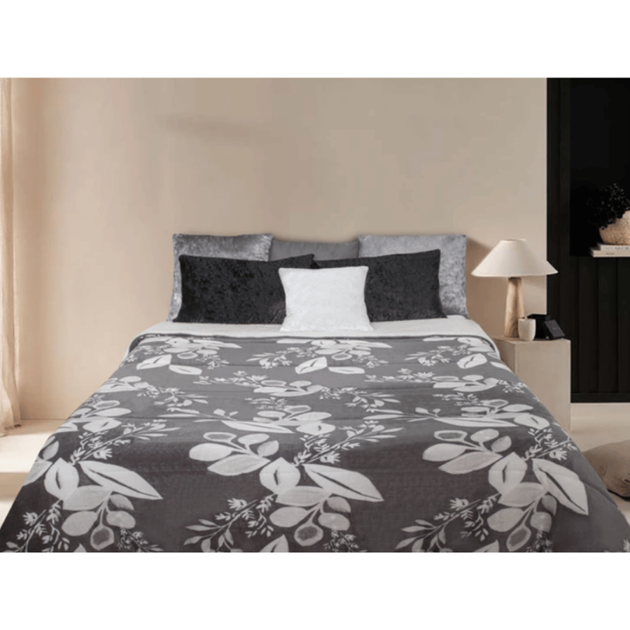 EDREDÃO SEDALINA FLORES CINZA 250X180CM