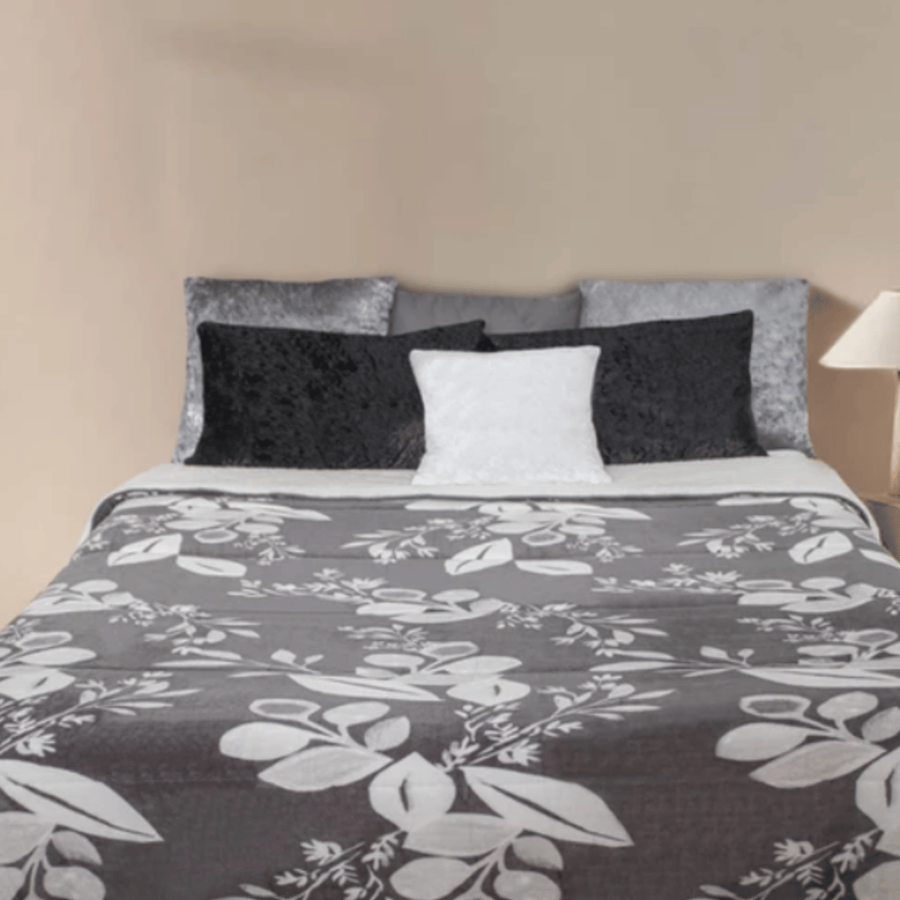 EDREDÃO SEDALINA FLORES CINZA 250X180CM