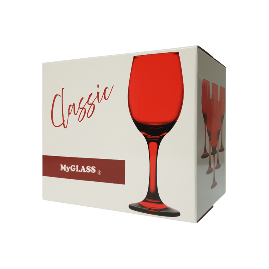 COPO VIDRO 300ML C/6 VERMELHO