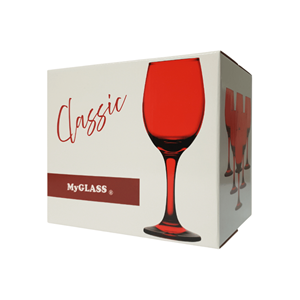 COPO VIDRO 300ML C/6 VERMELHO