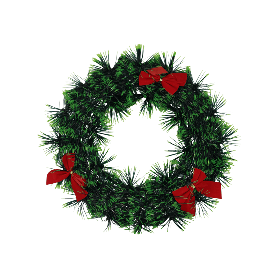 COROA NATAL 23CM C/LAÇOS VERMELHOS