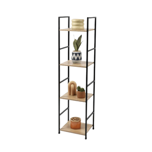 ESTANTE MADEIRA/METAL PRETO 4NIV