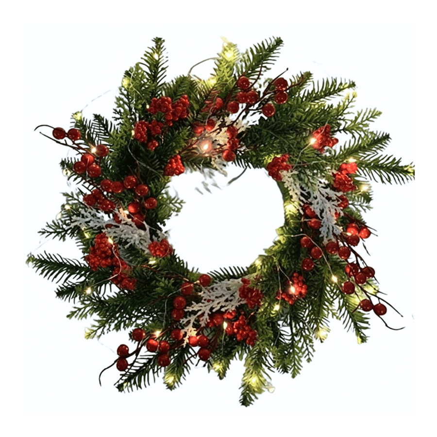 COROA NATAL C/LUZ 40CM