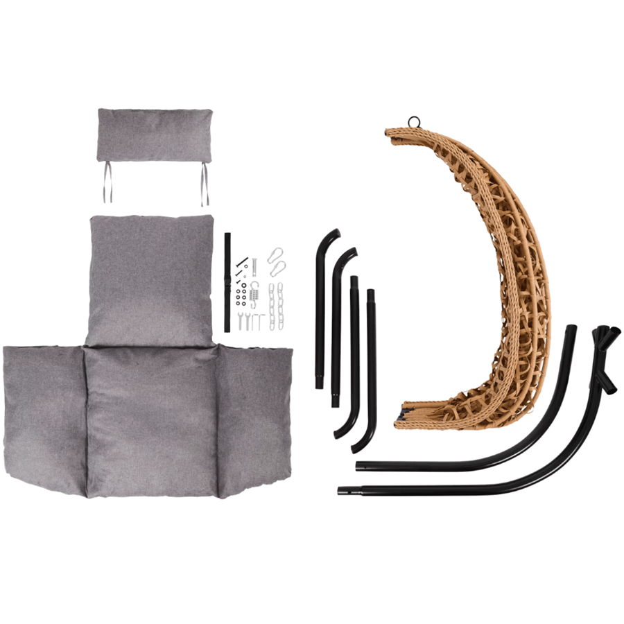 CADEIRA OVO C/SUPORTE NATURAL 106X89XD62CM