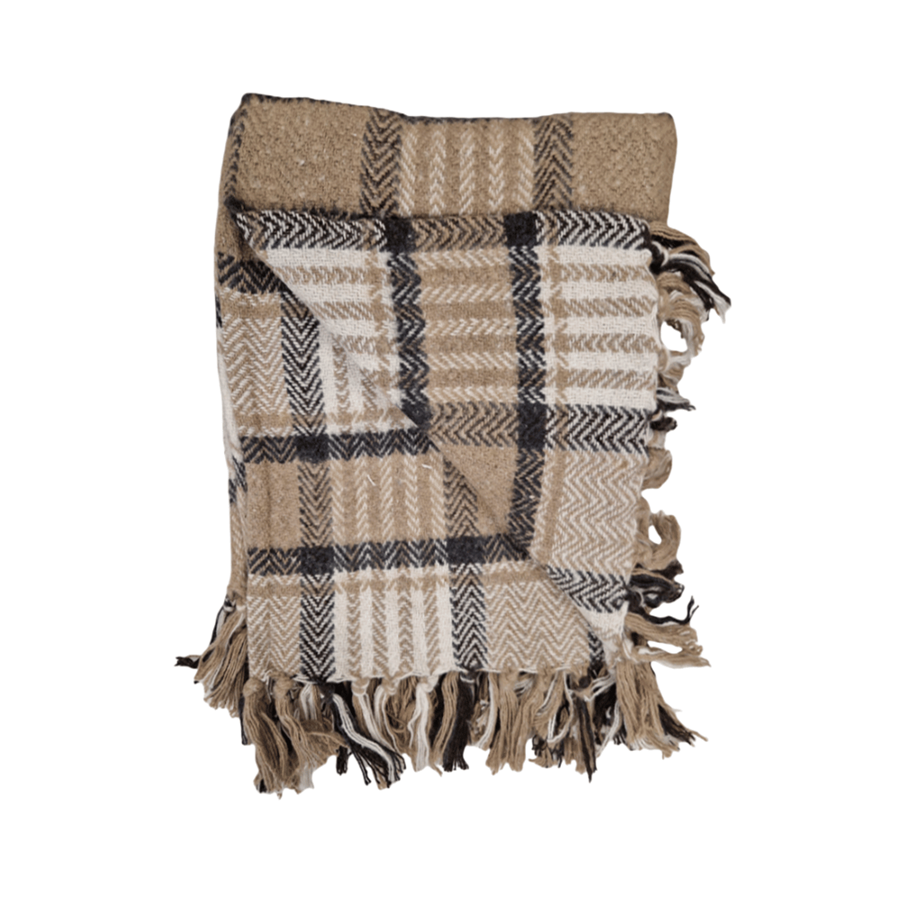 MANTA QUADRADOS BEGE 130X160CM