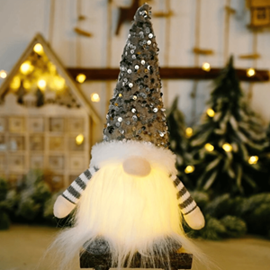 BONECO DE NATAL C/LUZ PRATEADO