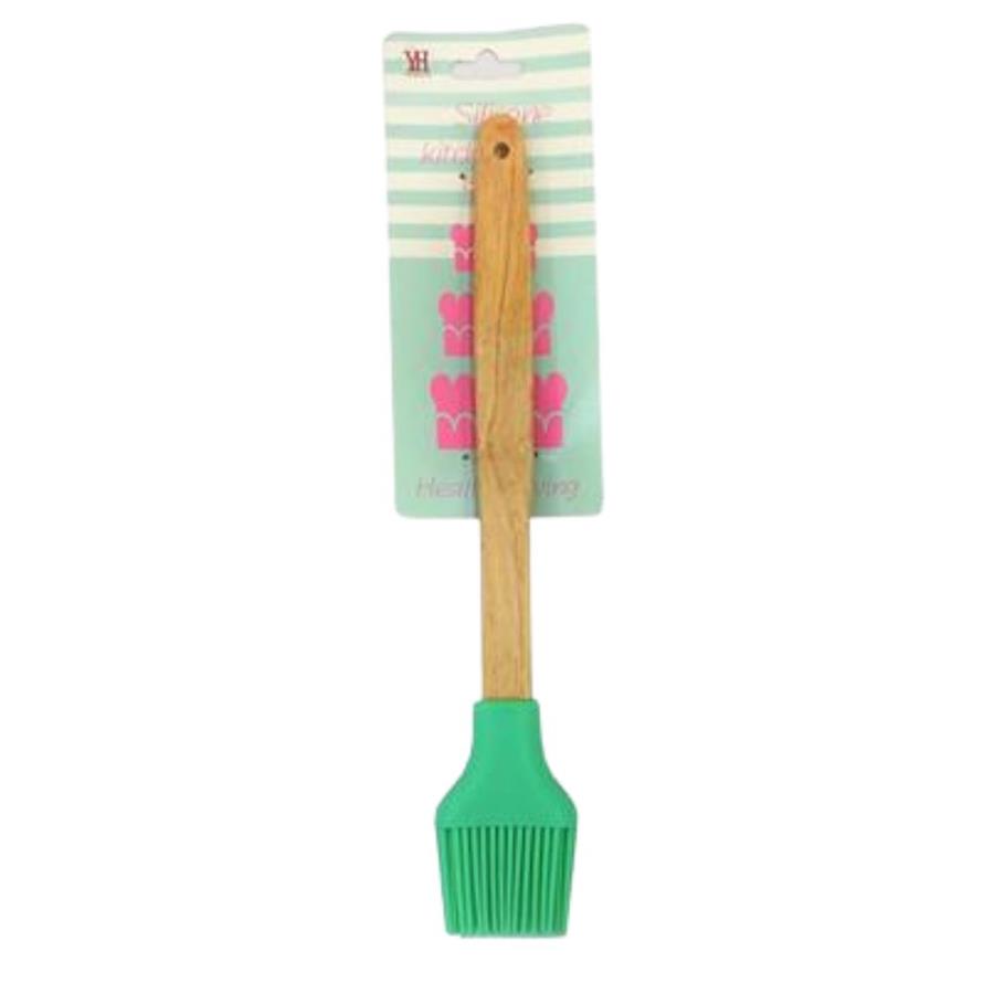 PINCEL COZINHA SILICONE VERDE C/CABO MADEIRA