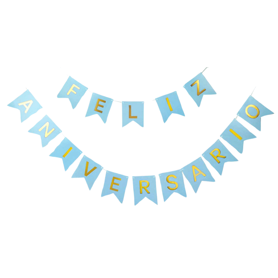 BANDEIRA FELIZ ANIVERSÁRIO AZUL