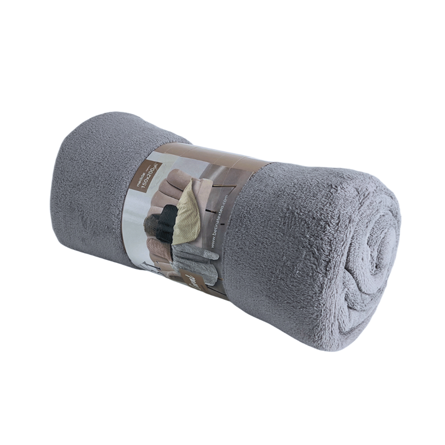 MANTA 150X200CM VELUDO CINZA ESC.