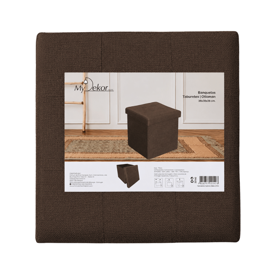 BANQUETA 38X38X38 CASTANHO TECIDO