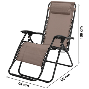 CADEIRA PRAIA TAUPE 176X64XH108/46CM