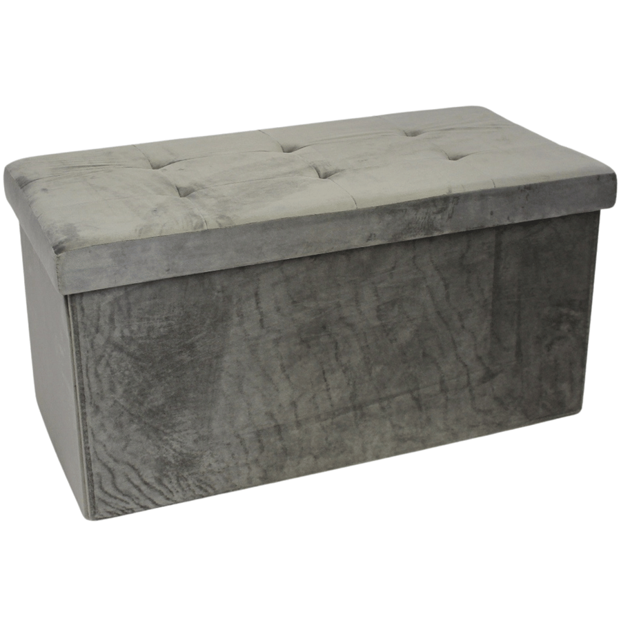 BANQUETA VELUDO 76*38*38CM CINZA ESCURO