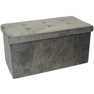 BANQUETA VELUDO 76*38*38CM CINZA ESCURO