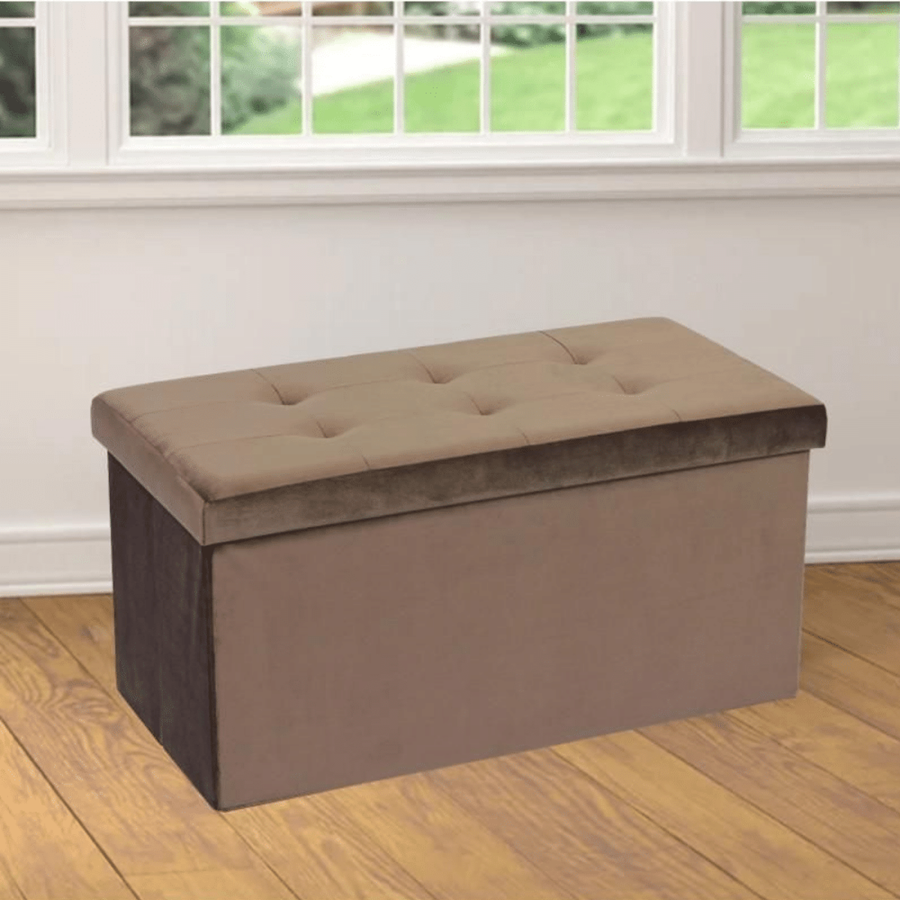 BANQUETA VELUDO CASTANHO 76x38x38cm