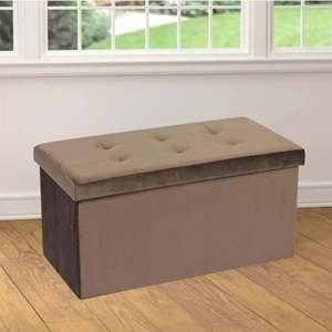 BANQUETA VELUDO CASTANHO 76x38x38cm