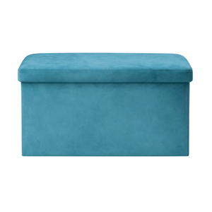 BANQUETA VELUDO 76X38X38CM AZUL