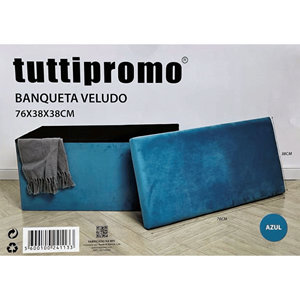 BANQUETA VELUDO 76X38X38CM AZUL