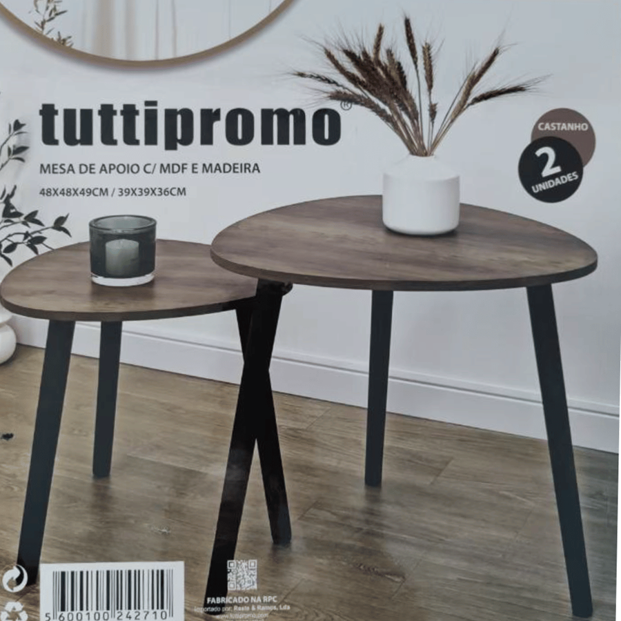 MESAS APOIO PÉS MADEIRA PRETO