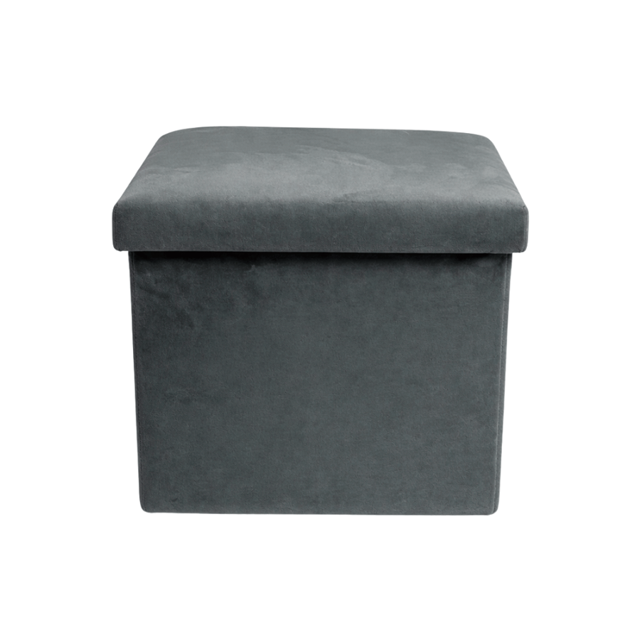 BANQUETA VELUDO 38X38X36CM CINZA
