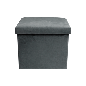 BANQUETA VELUDO 38X38X36CM CINZA