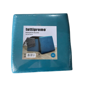 BANQUETA VELUDO 38X38X36CM AZUL