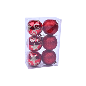 BOLA NATAL C/6 VERMELHO E DOURADo