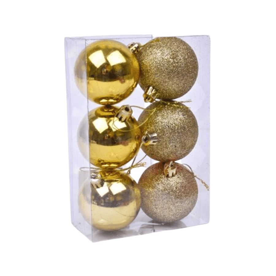 BOLA NATAL C/6 6CM DOURADO