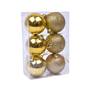 BOLA NATAL C/6 6CM DOURADO