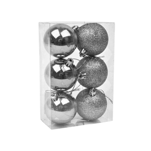 BOLA NATAL C/6 6CM PRATA