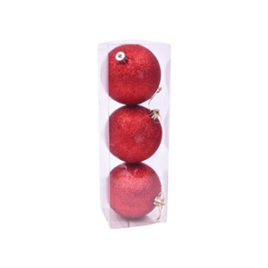 BOLA NATAL C/3 8CM VERMELHA
