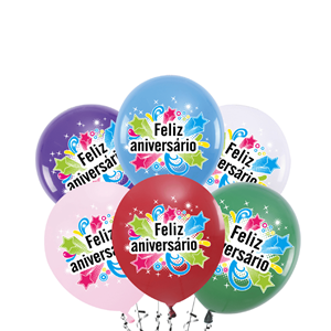 BALÕES FELIZ ANIVERSÁRIO C/6