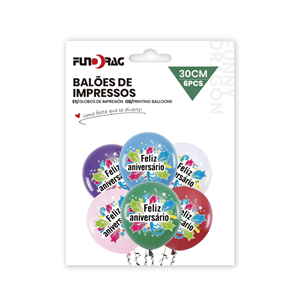 BALÕES FELIZ ANIVERSÁRIO C/6