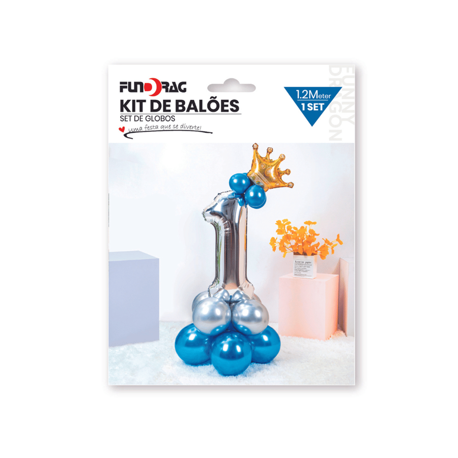 KIT BALÕES N.1 AZUL/PRATA