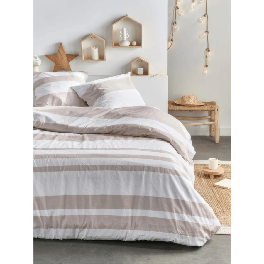 CAPA EDREDÃO RISCAS 200X220CM C/2 FRONHAS