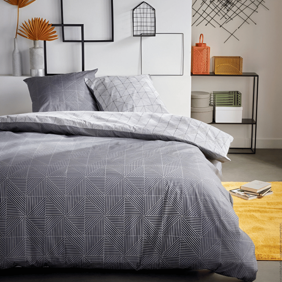 CAPA EDREDÃO CINZA 200X220CM C/2 FRONHAS