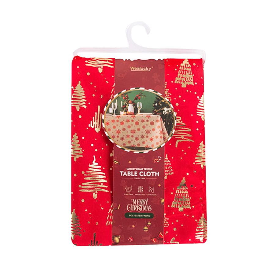 TOALHA MESA NATAL 150X250CM ARVORES OURO