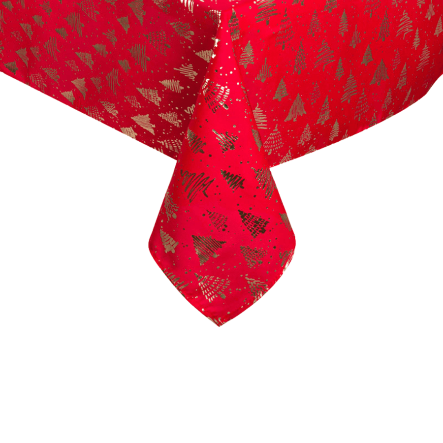 TOALHA MESA NATAL 150X250CM ARVORES OURO