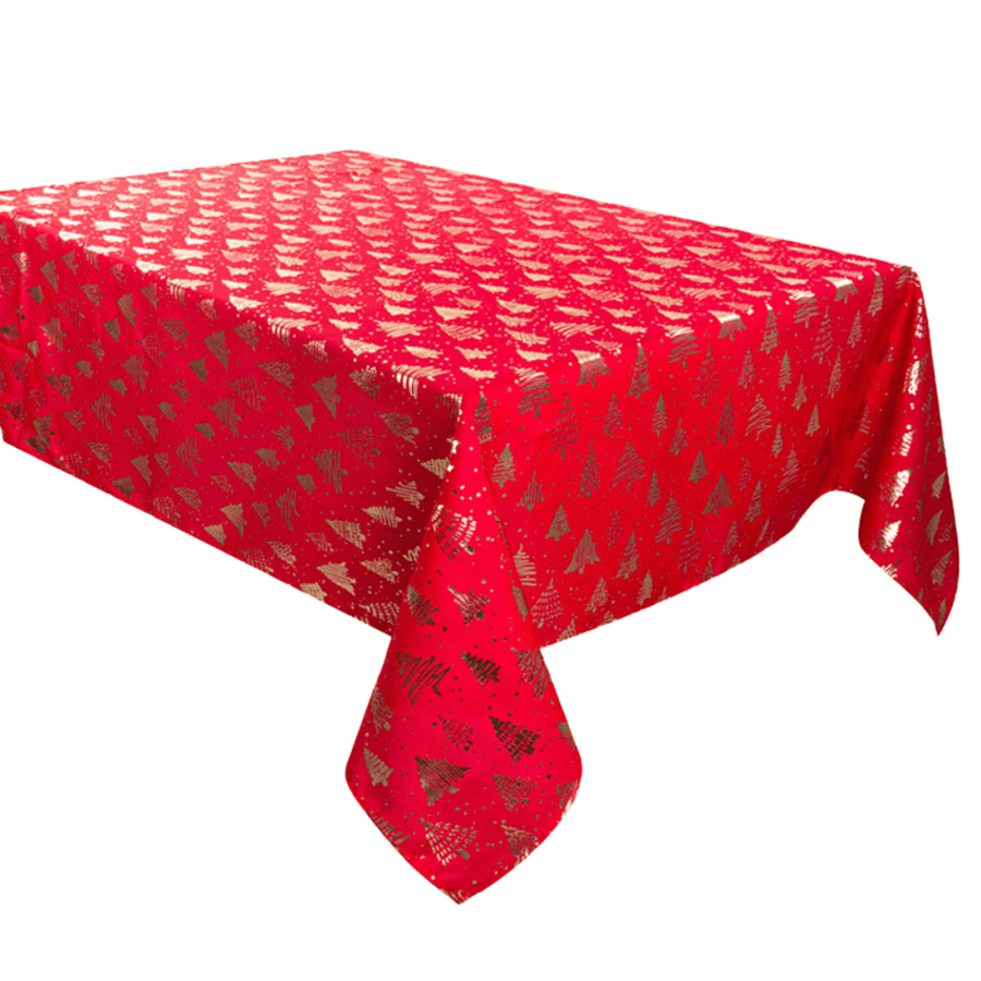 TOALHA MESA NATAL 150X250CM ARVORES OURO