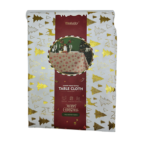 TOALHA MESA NATAL 150X250CM BRANCO/OURO