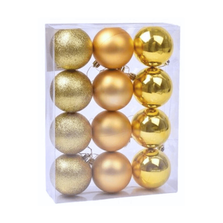 BOLA NATAL C/12 7CM DOURADA