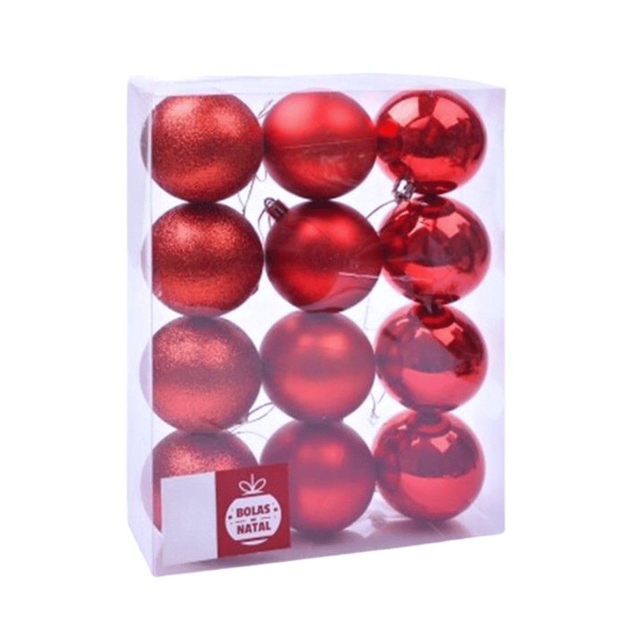 BOLA NATAL C/12 7CM VERMELHO