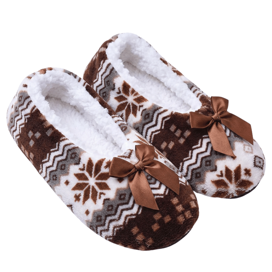 PANTUFAS SRA. FLOCOS DE NEVE CASTANHOS