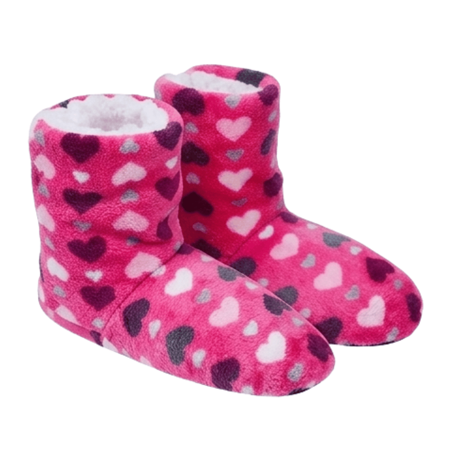 PANTUFAS SRA. BOTA CORAÇÕES ROSA ESC.