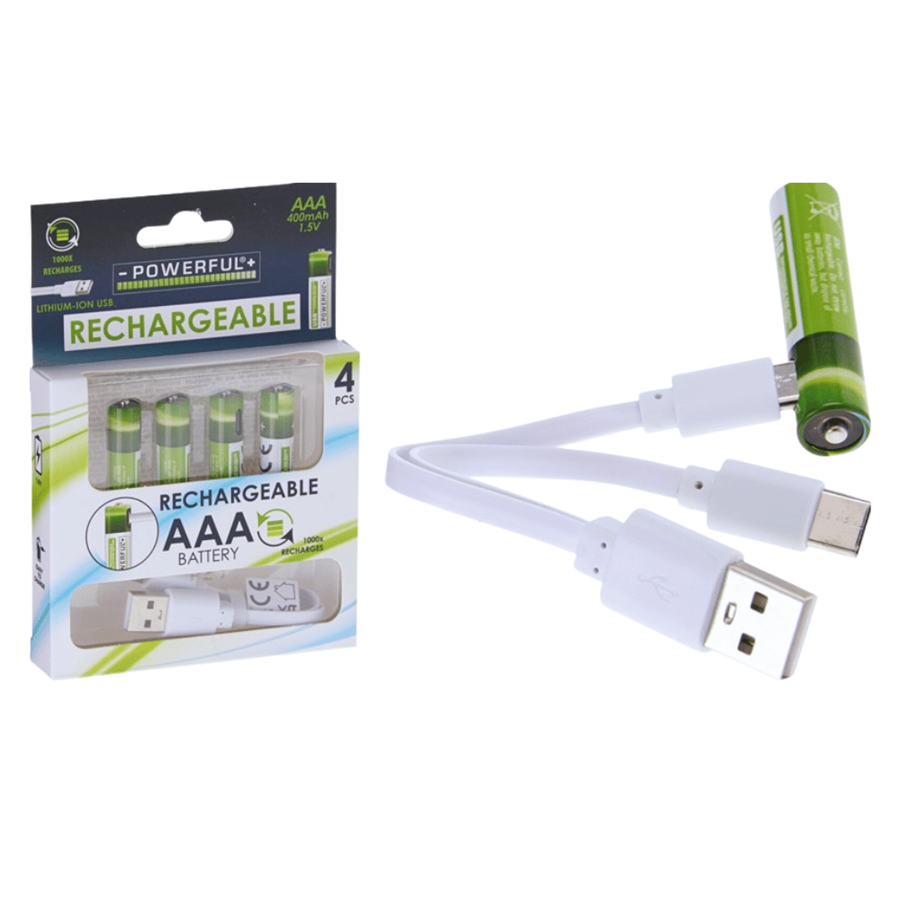 POWERFUL PILHAS RECARREGÁVEIS AAA C/4